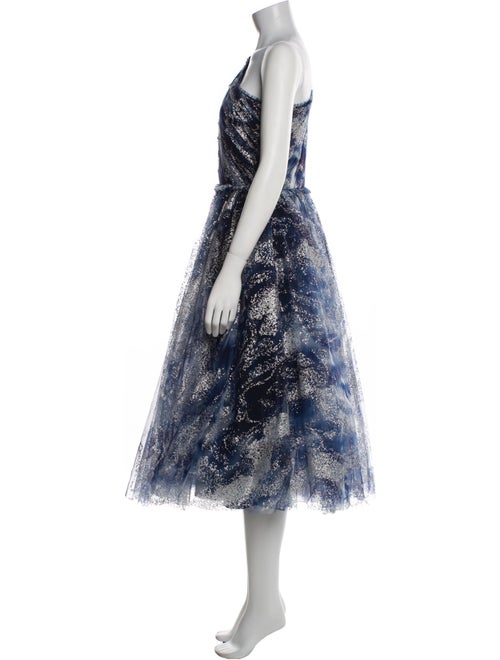 Marchesa Notte Printed Midi Length Dress