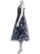Marchesa Notte Printed Midi Length Dress