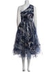 Marchesa Notte Printed Midi Length Dress