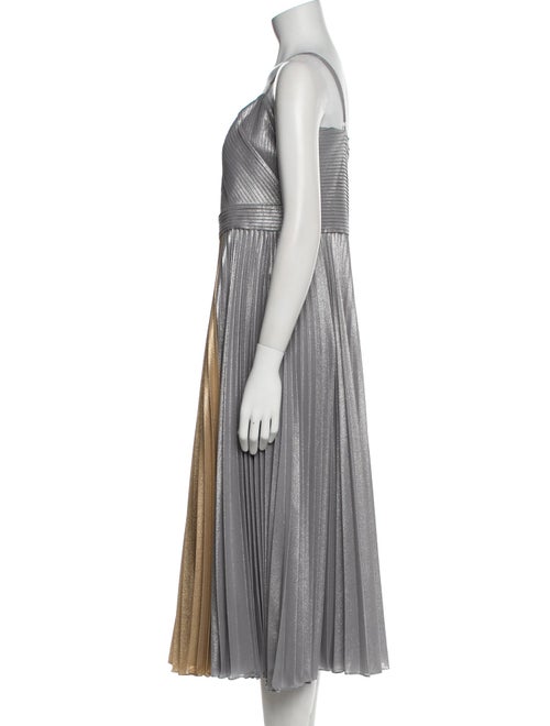 Marchesa Notte Striped Midi Length Dress