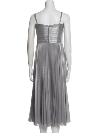 Marchesa Notte Striped Midi Length Dress