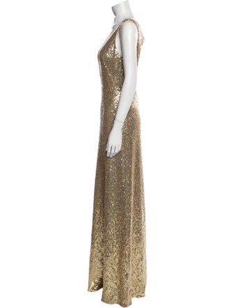 Marchesa Notte Plunge Neckline Long Dress