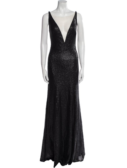 Marchesa Notte V-Neck Long Dress