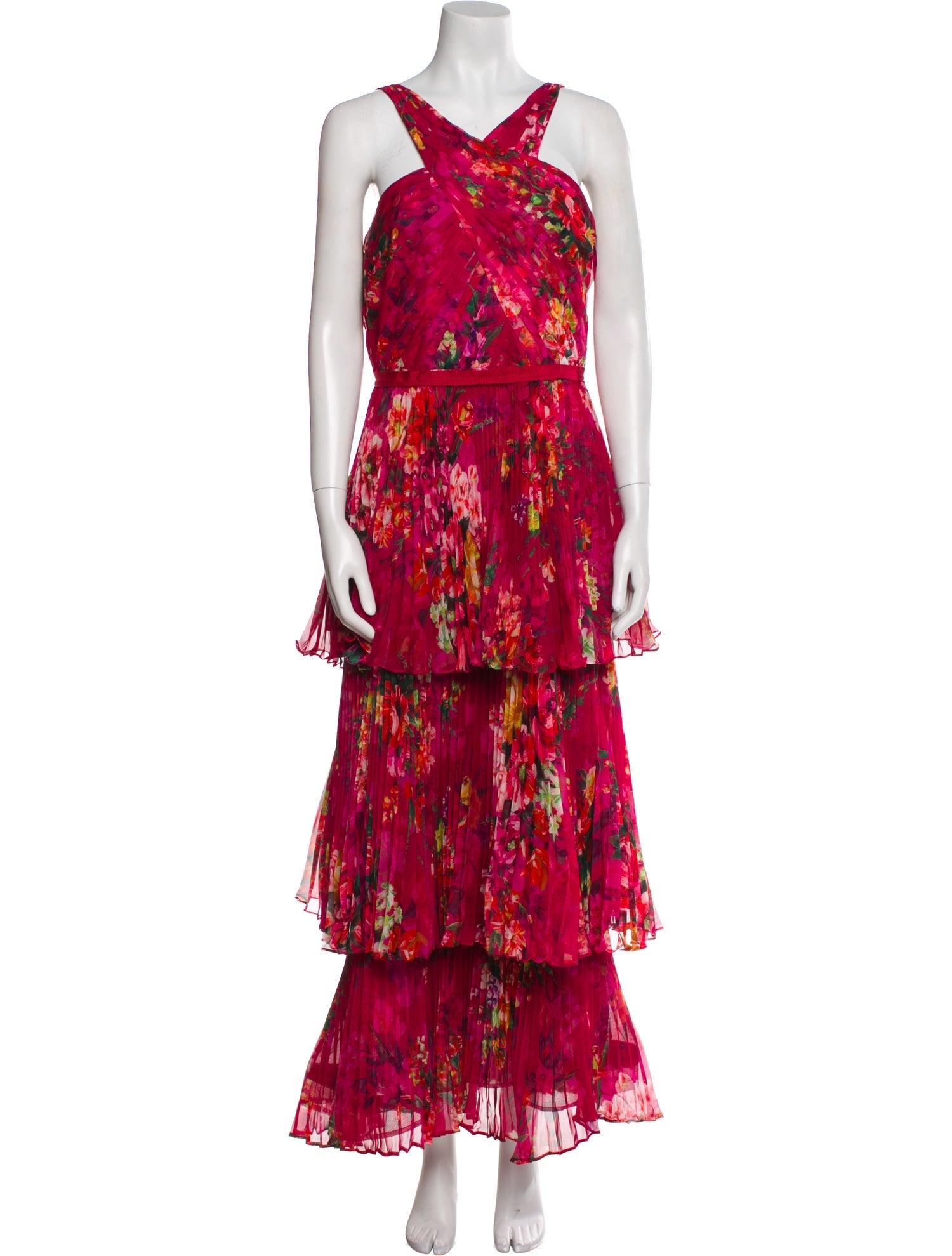 Marchesa Notte Floral Print Long Dress