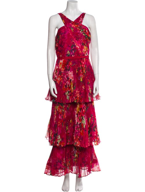 Marchesa Notte Floral Print Long Dress