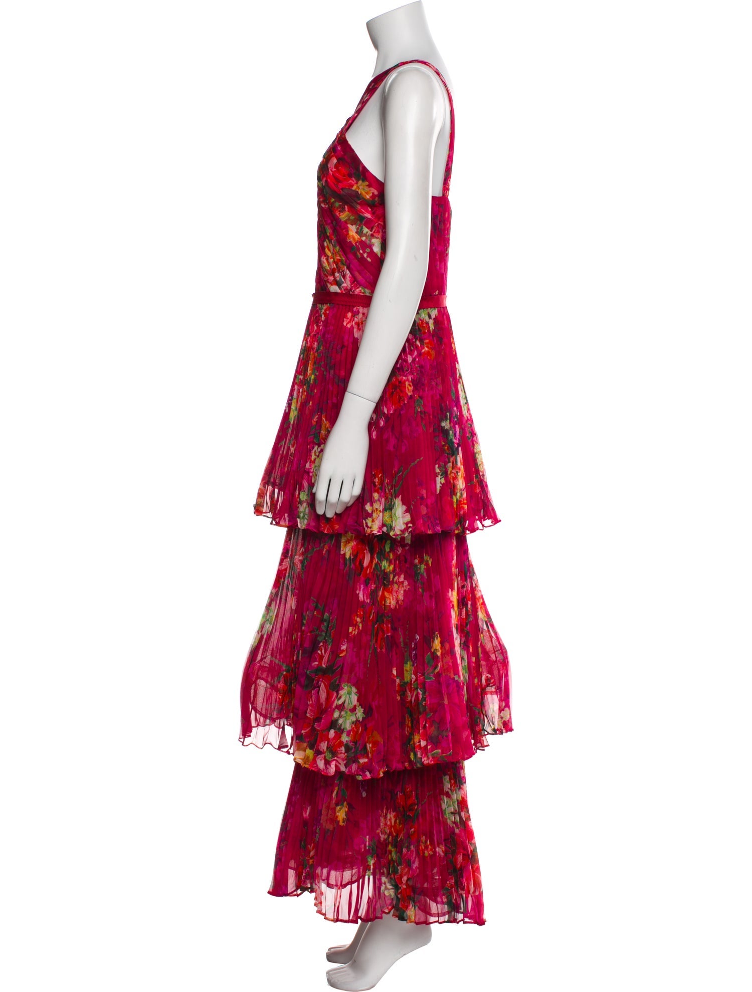 Marchesa Notte Floral Print Long Dress