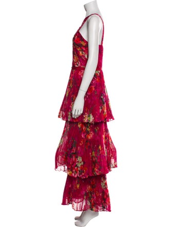 Marchesa Notte Floral Print Long Dress