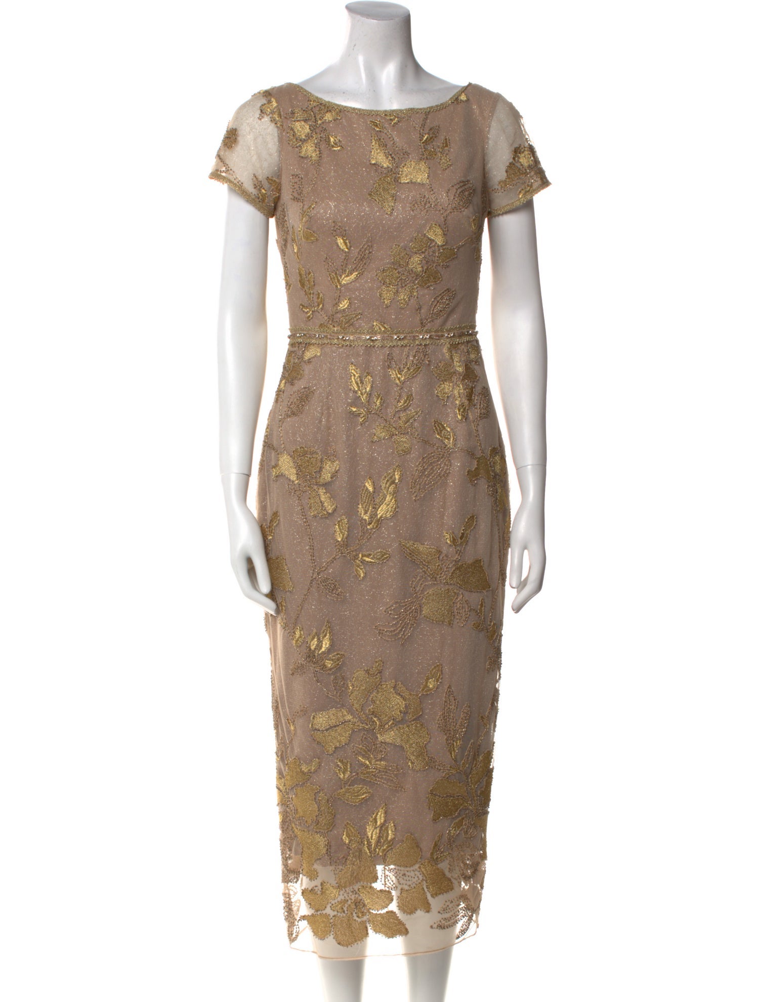 Marchesa Notte Lace Pattern Midi Length Dress