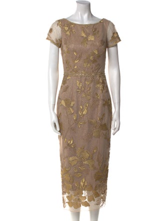Marchesa Notte Lace Pattern Midi Length Dress