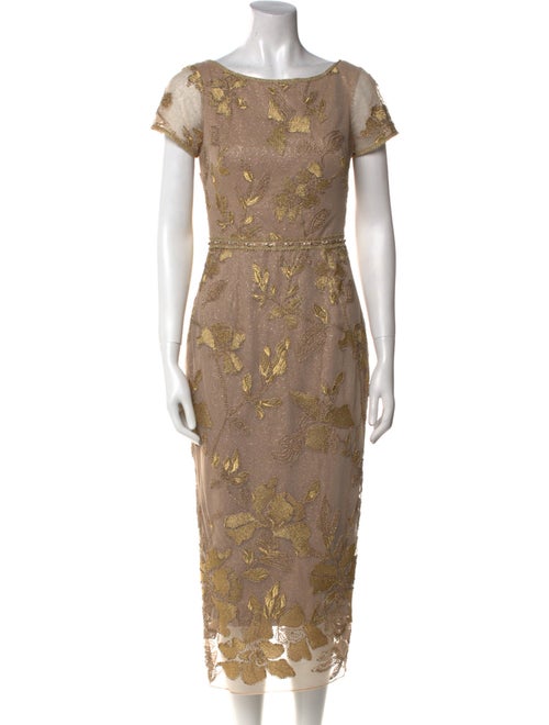 Marchesa Notte Lace Pattern Midi Length Dress