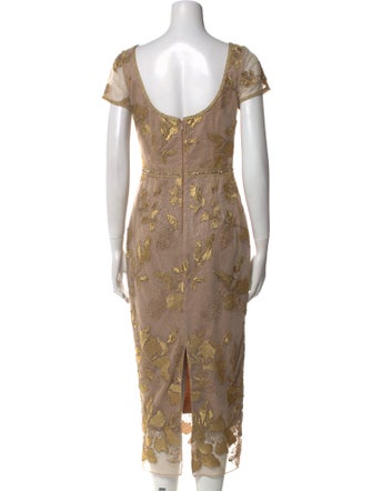 Marchesa Notte Lace Pattern Midi Length Dress