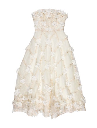 Marchesa Notte Lace Pattern Midi Length Dress