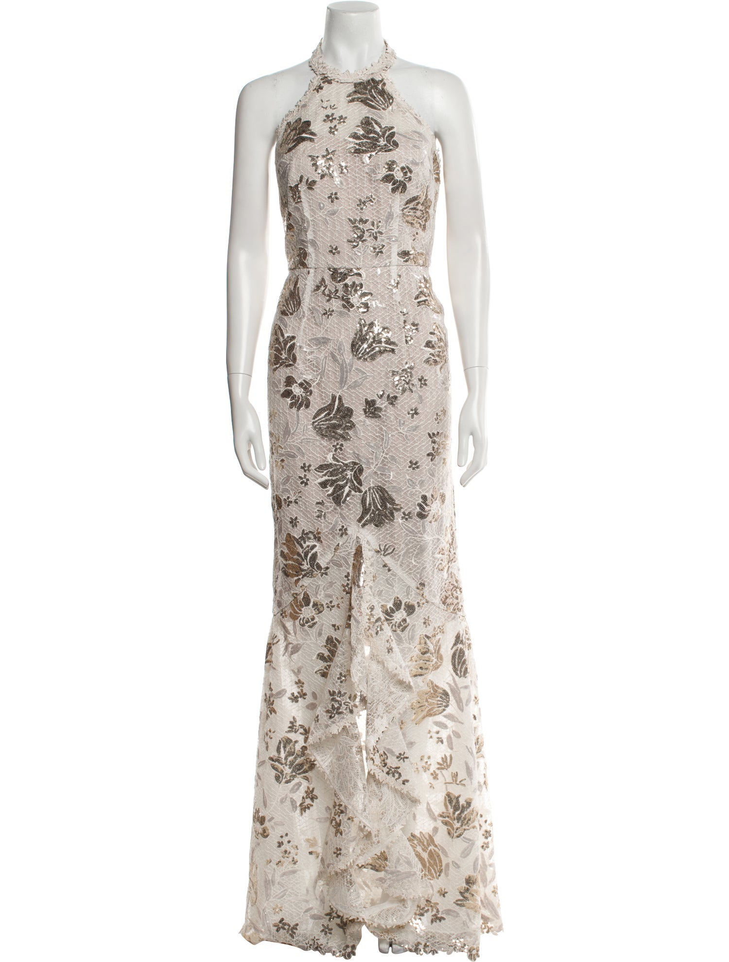 Marchesa Notte Lace Pattern Long Dress
