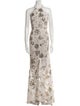 Marchesa Notte Lace Pattern Long Dress