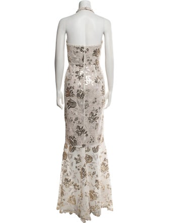 Marchesa Notte Lace Pattern Long Dress