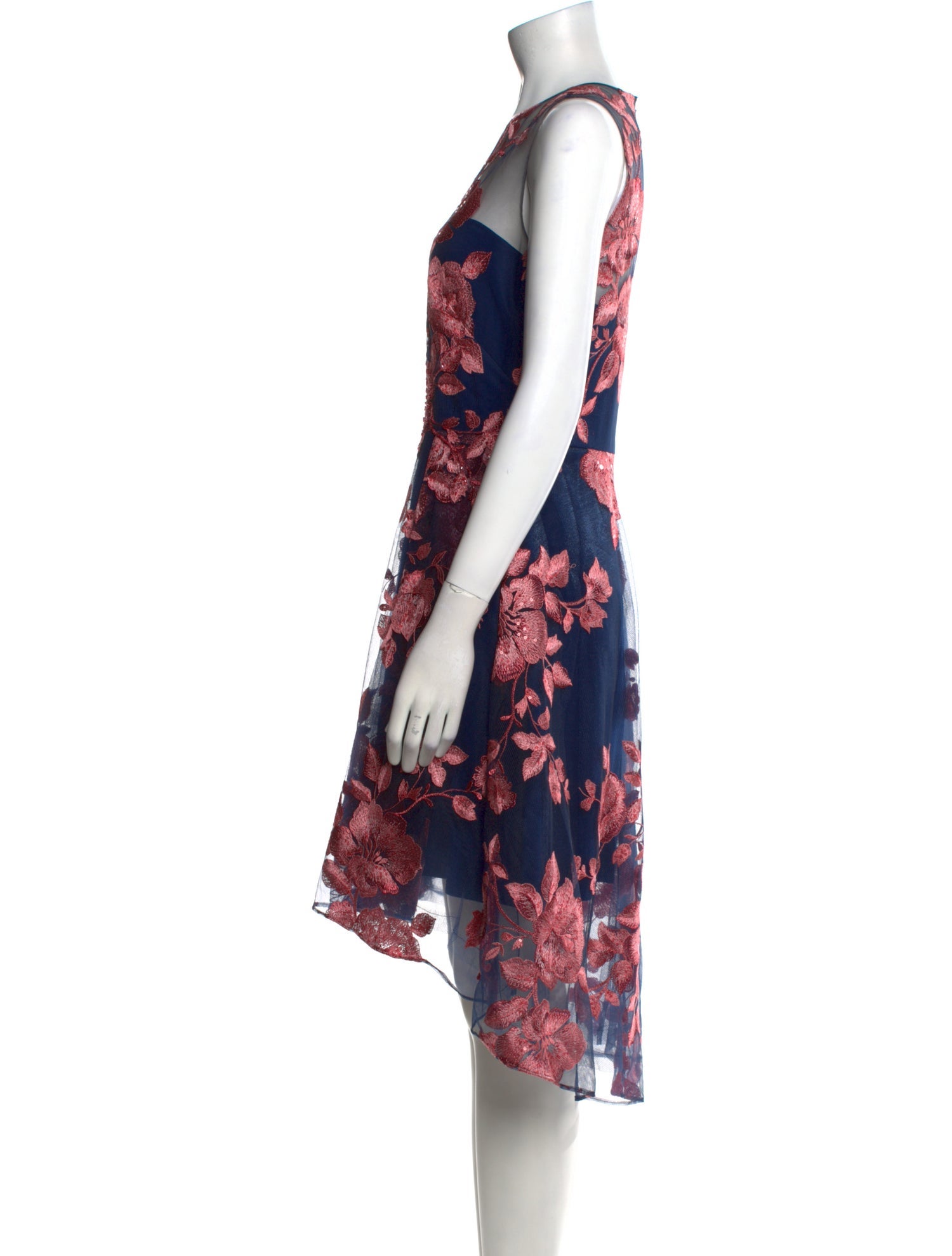 Marchesa Notte Floral Print Midi Length Dress