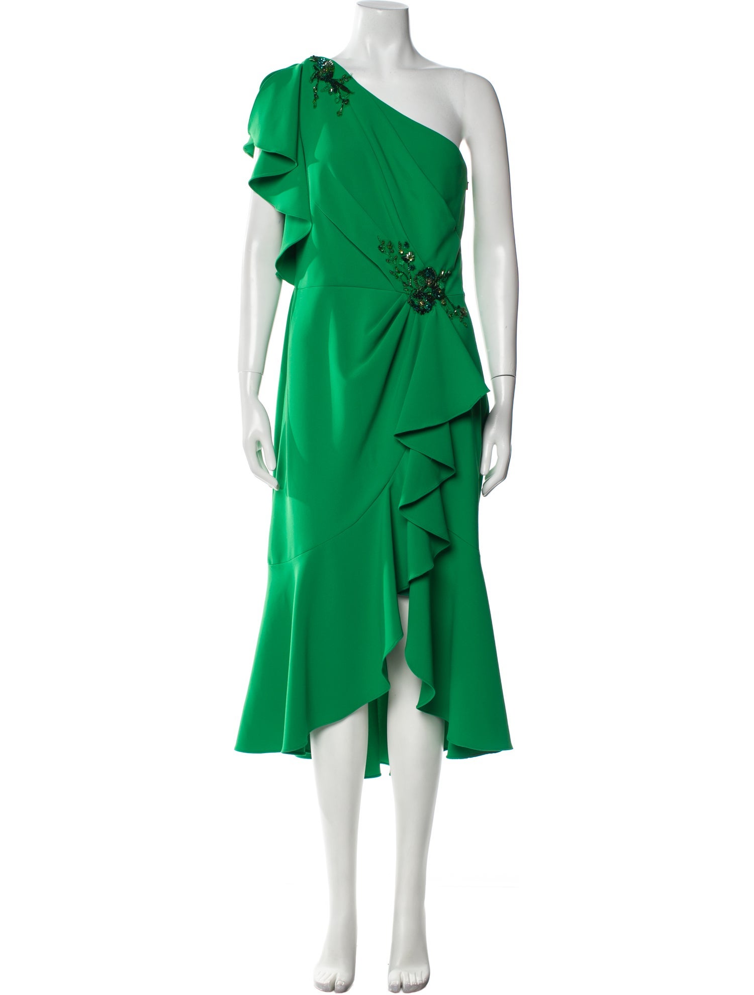 Marchesa Notte One-Shoulder Midi Length Dress w/ Tags