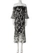 Marchesa Notte Printed Midi Length Dress