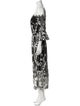 Marchesa Notte Printed Midi Length Dress