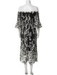 Marchesa Notte Printed Midi Length Dress