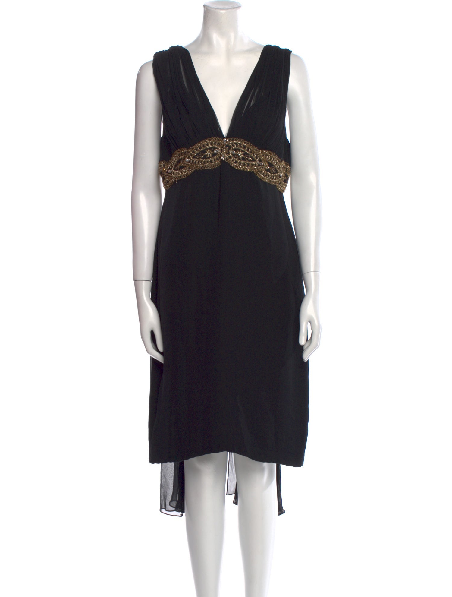 Marchesa Notte V-Neck Midi Length Dress