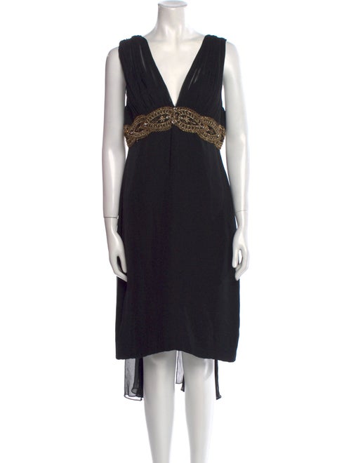 Marchesa Notte V-Neck Midi Length Dress