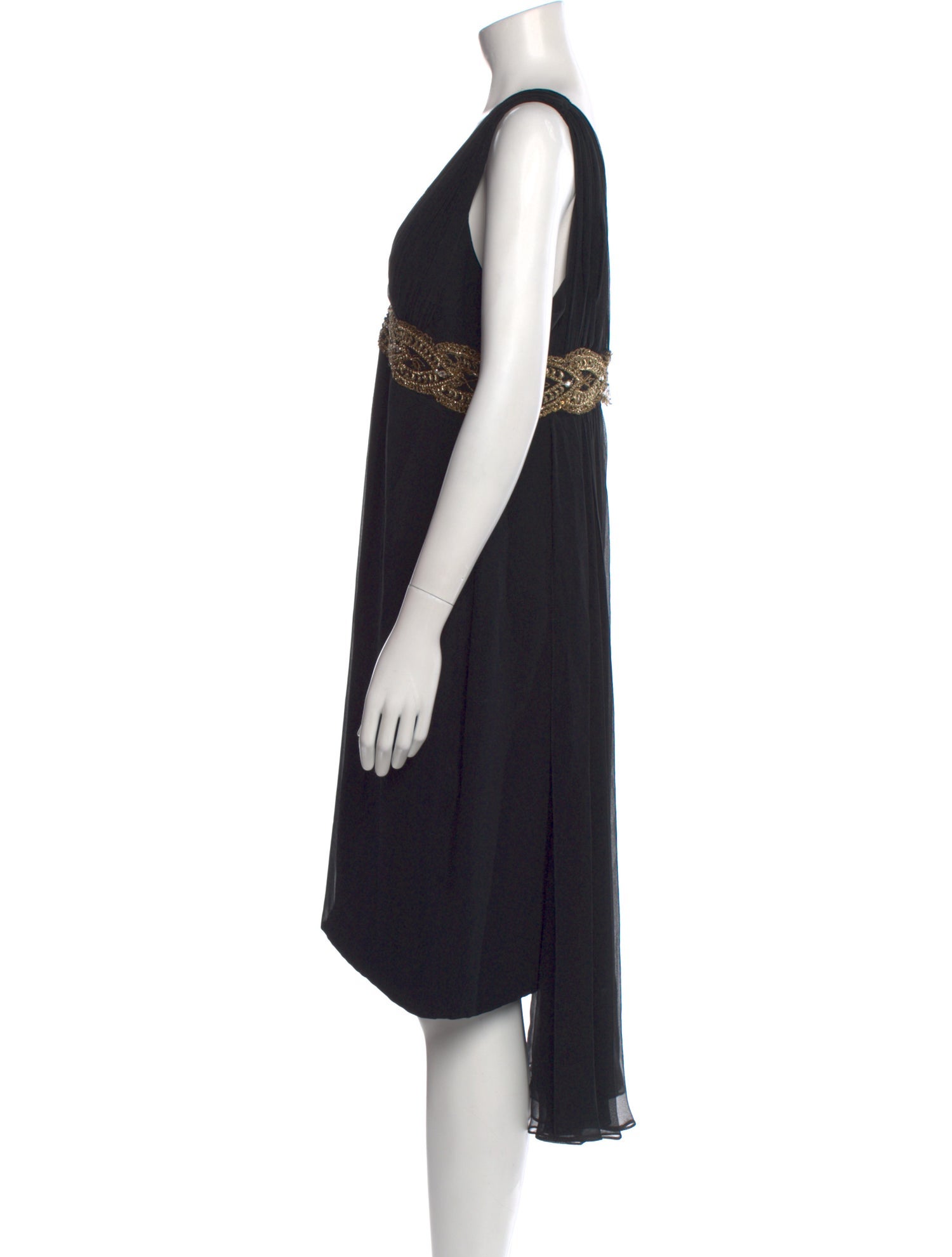 Marchesa Notte V-Neck Midi Length Dress