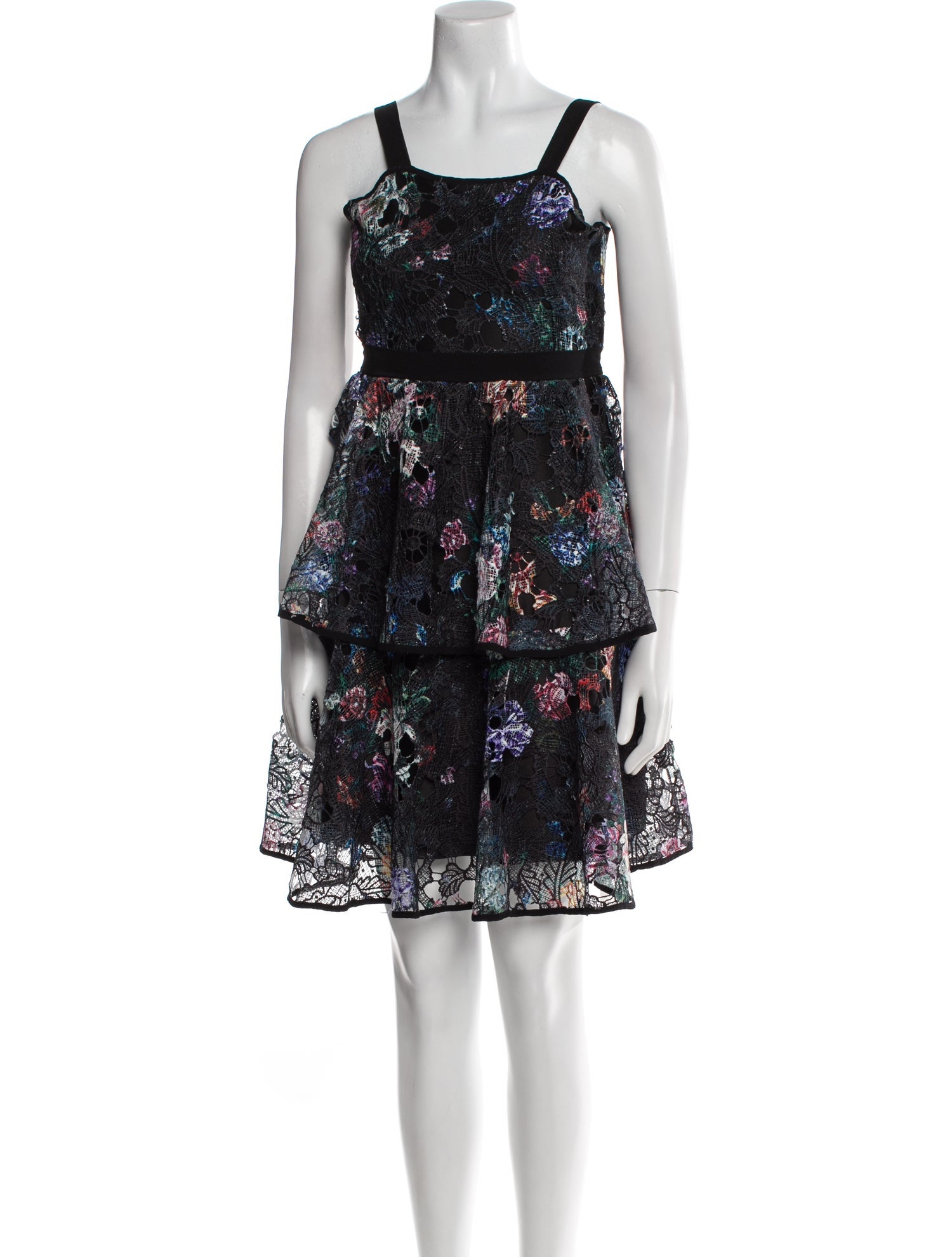 Marchesa Notte Floral Print Mini Dress