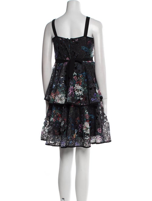 Marchesa Notte Floral Print Mini Dress