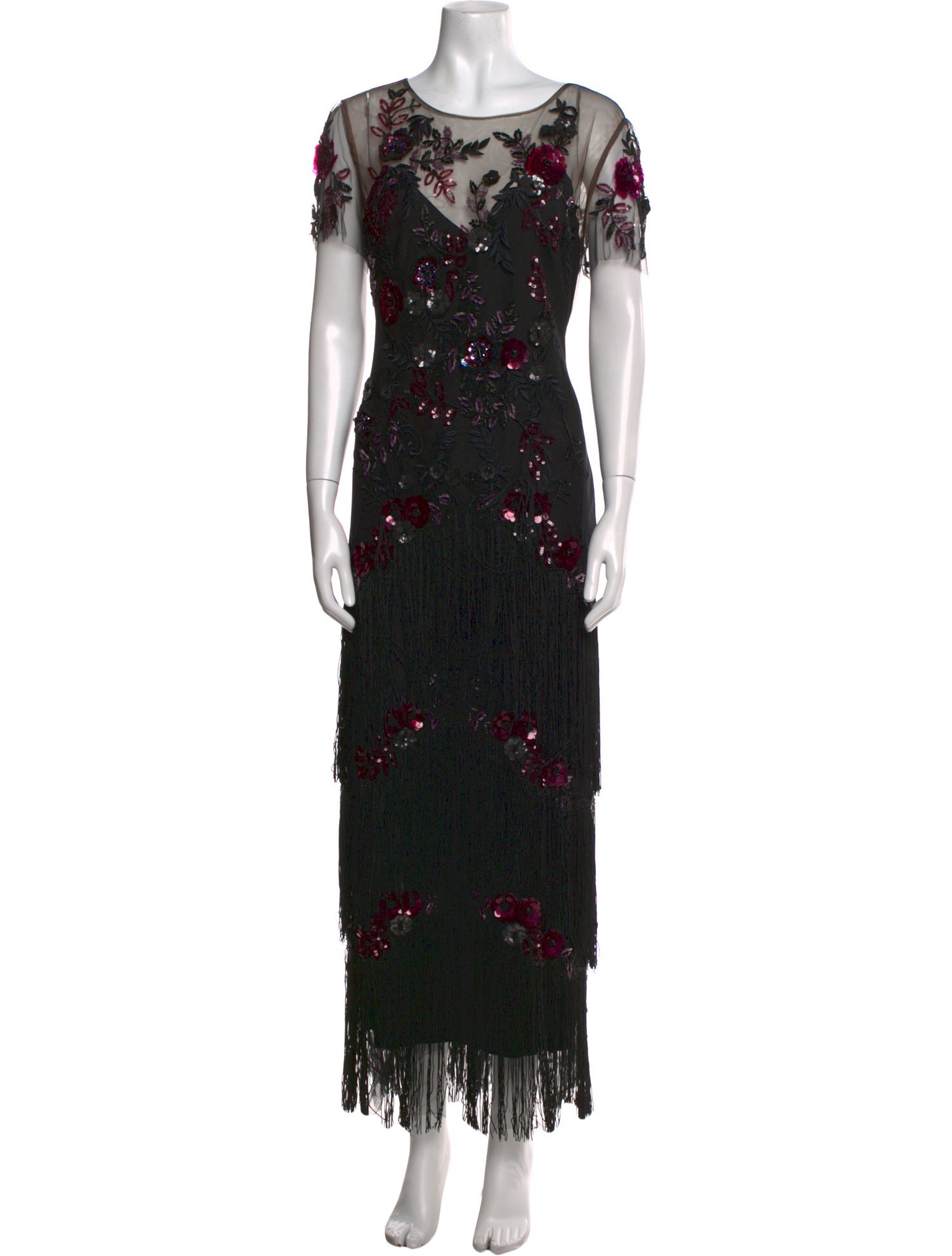 Marchesa Notte Lace Pattern Long Dress