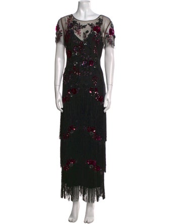 Marchesa Notte Lace Pattern Long Dress