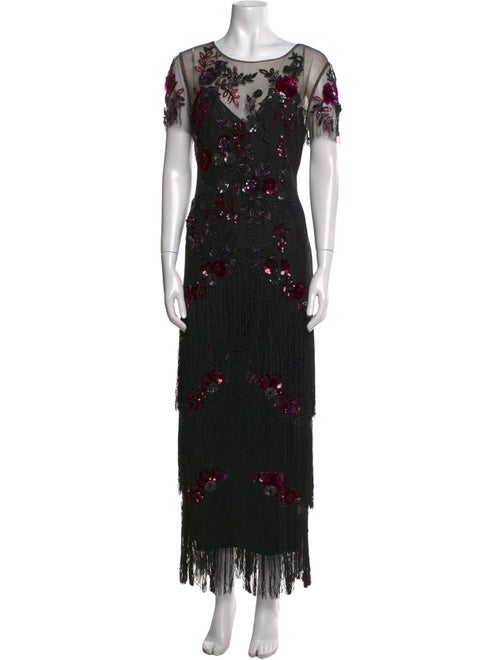 Marchesa Notte Lace Pattern Long Dress