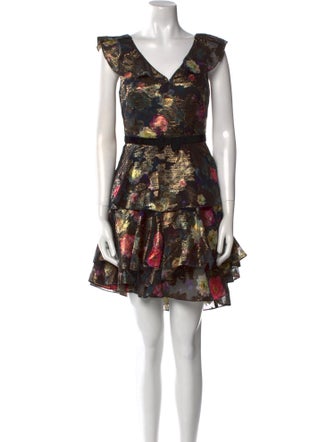 Marchesa Notte Floral Print Long Dress