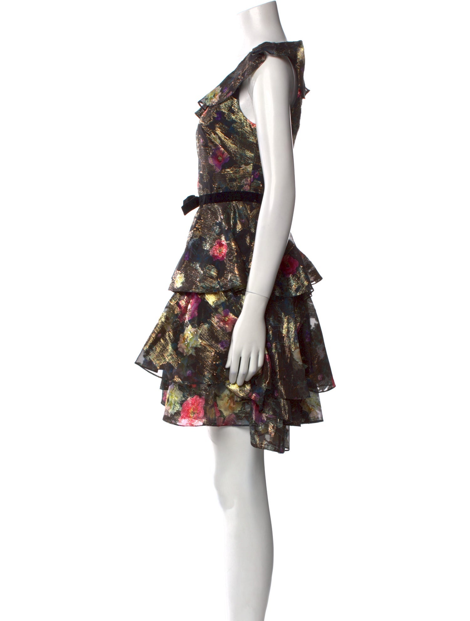 Marchesa Notte Floral Print Long Dress