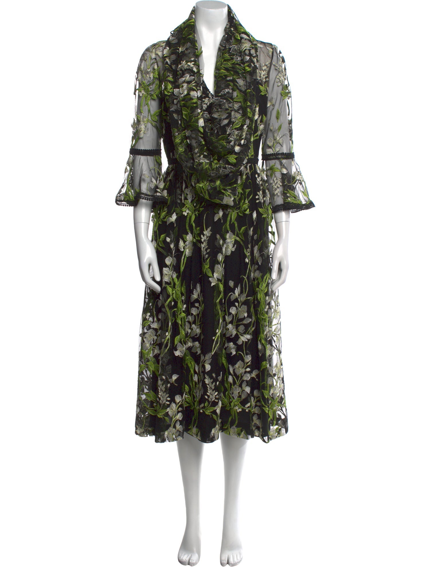 Marchesa Notte Nylon Midi Length Dress