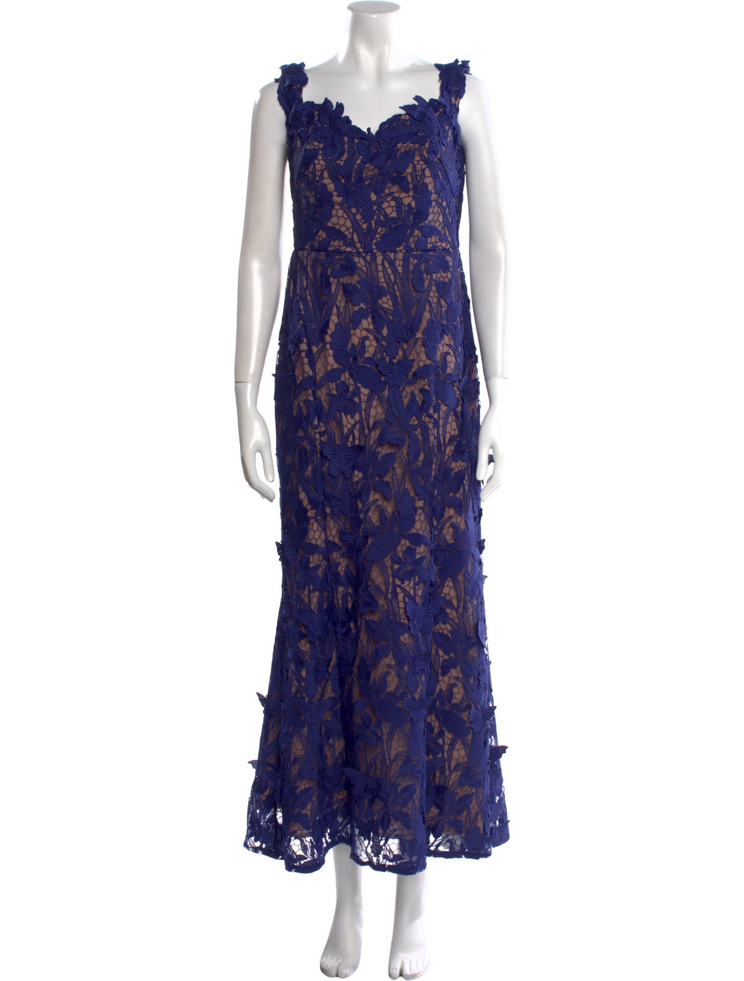 Marchesa Notte Lace Pattern Long Dress