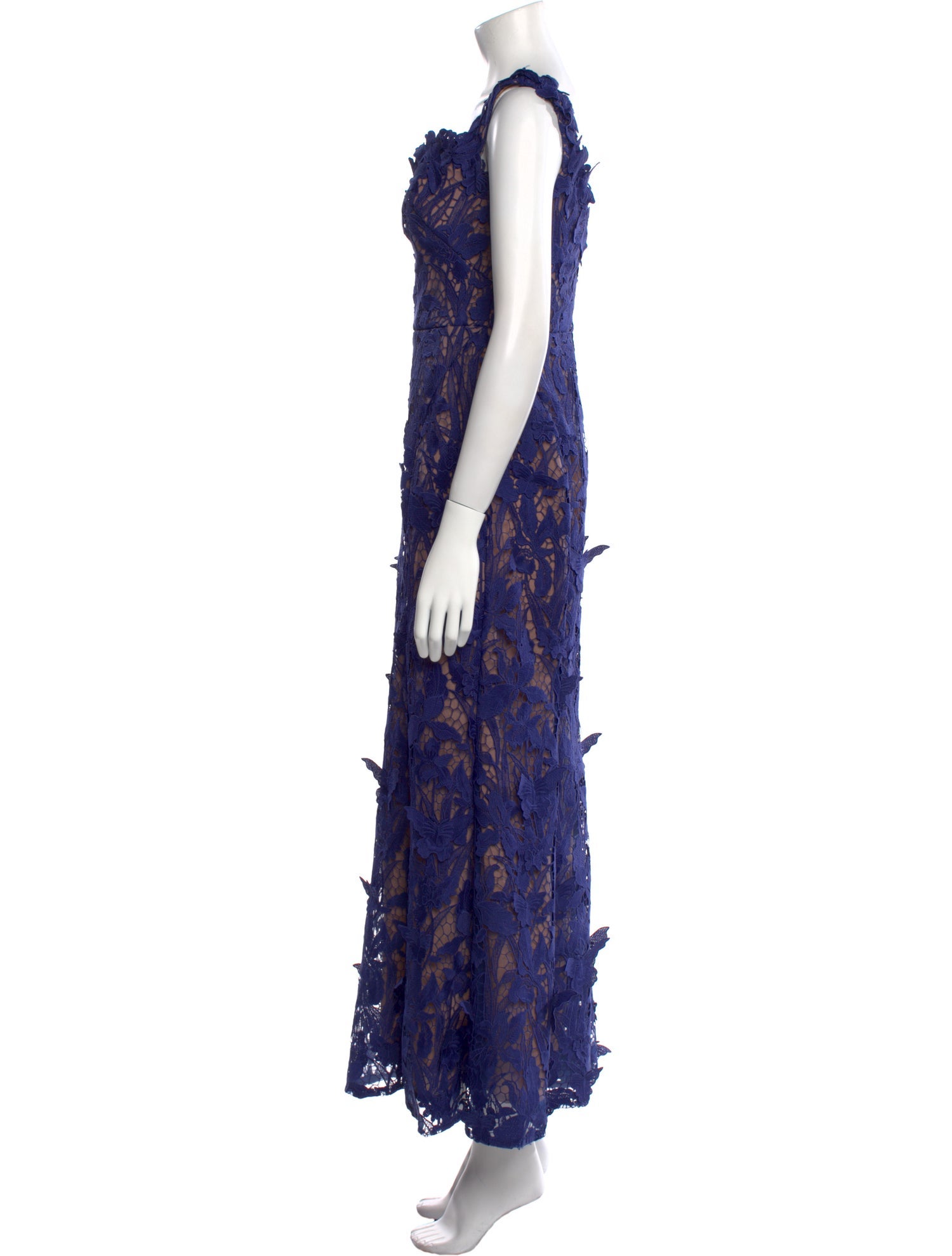 Marchesa Notte Lace Pattern Long Dress
