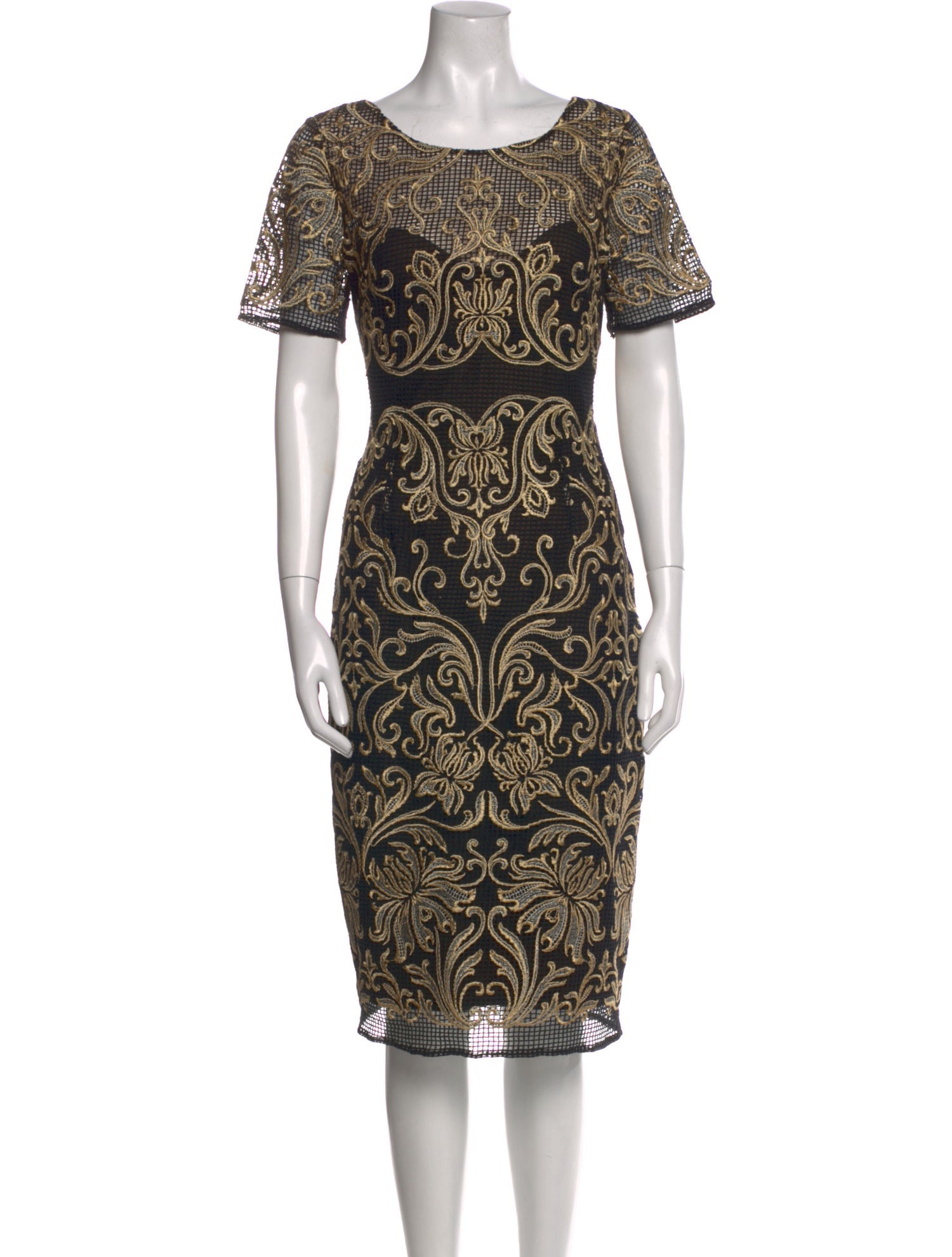 Marchesa Notte Printed Midi Length Dress