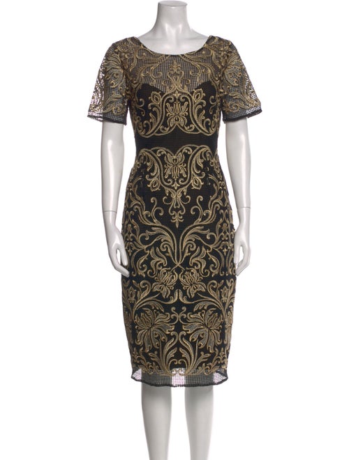 Marchesa Notte Printed Midi Length Dress