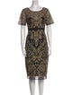 Marchesa Notte Printed Midi Length Dress
