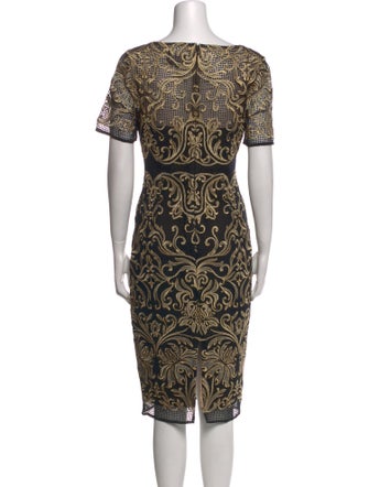 Marchesa Notte Printed Midi Length Dress