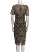 Marchesa Notte Printed Midi Length Dress