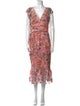 Marchesa Notte Floral Print Midi Length Dress