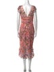 Marchesa Notte Floral Print Midi Length Dress