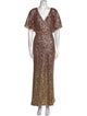 Marchesa Notte Patterned Midi Length Dress