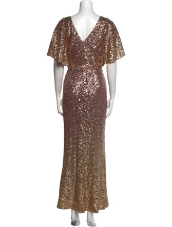 Marchesa Notte Patterned Midi Length Dress