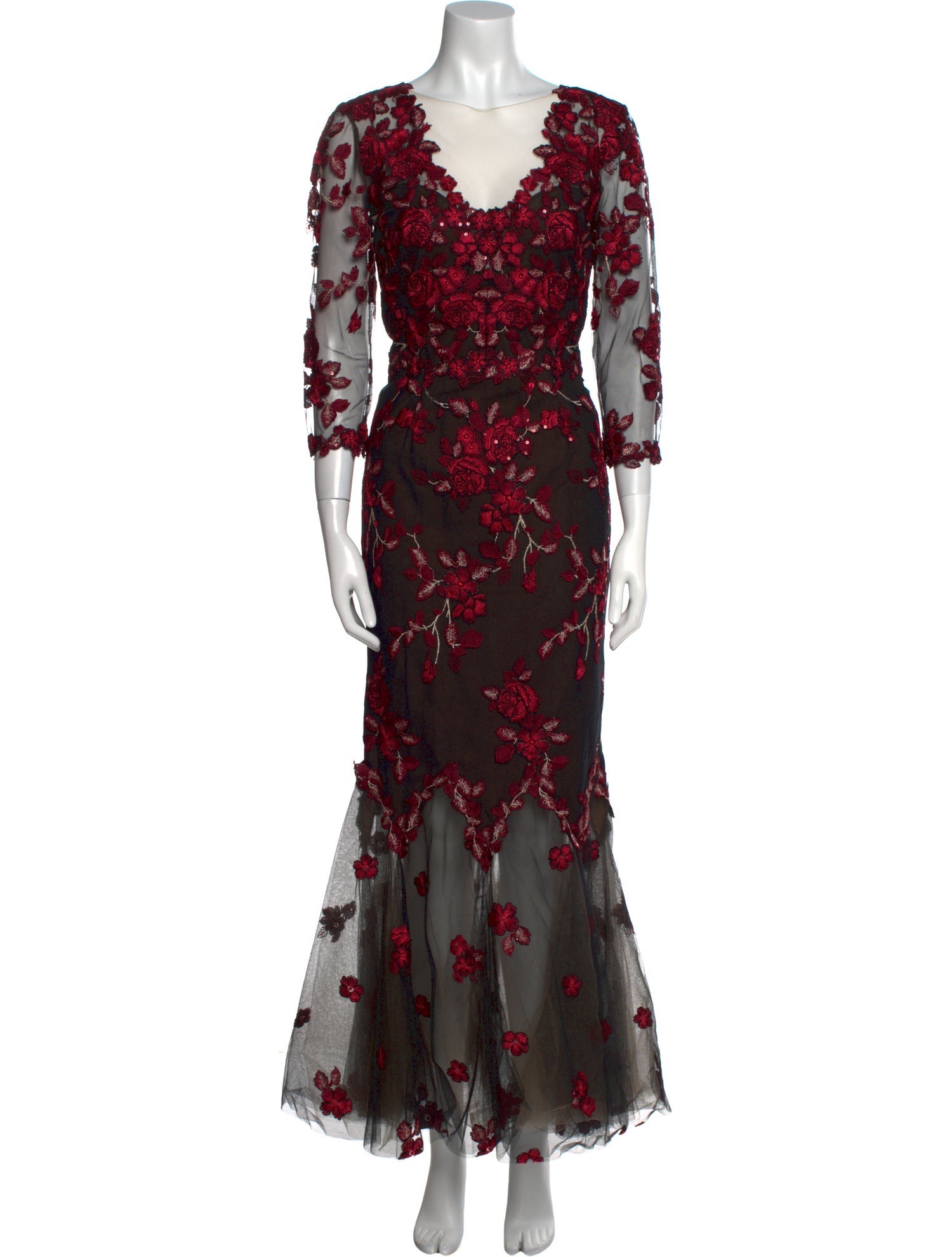 Marchesa Notte Floral Print Long Dress