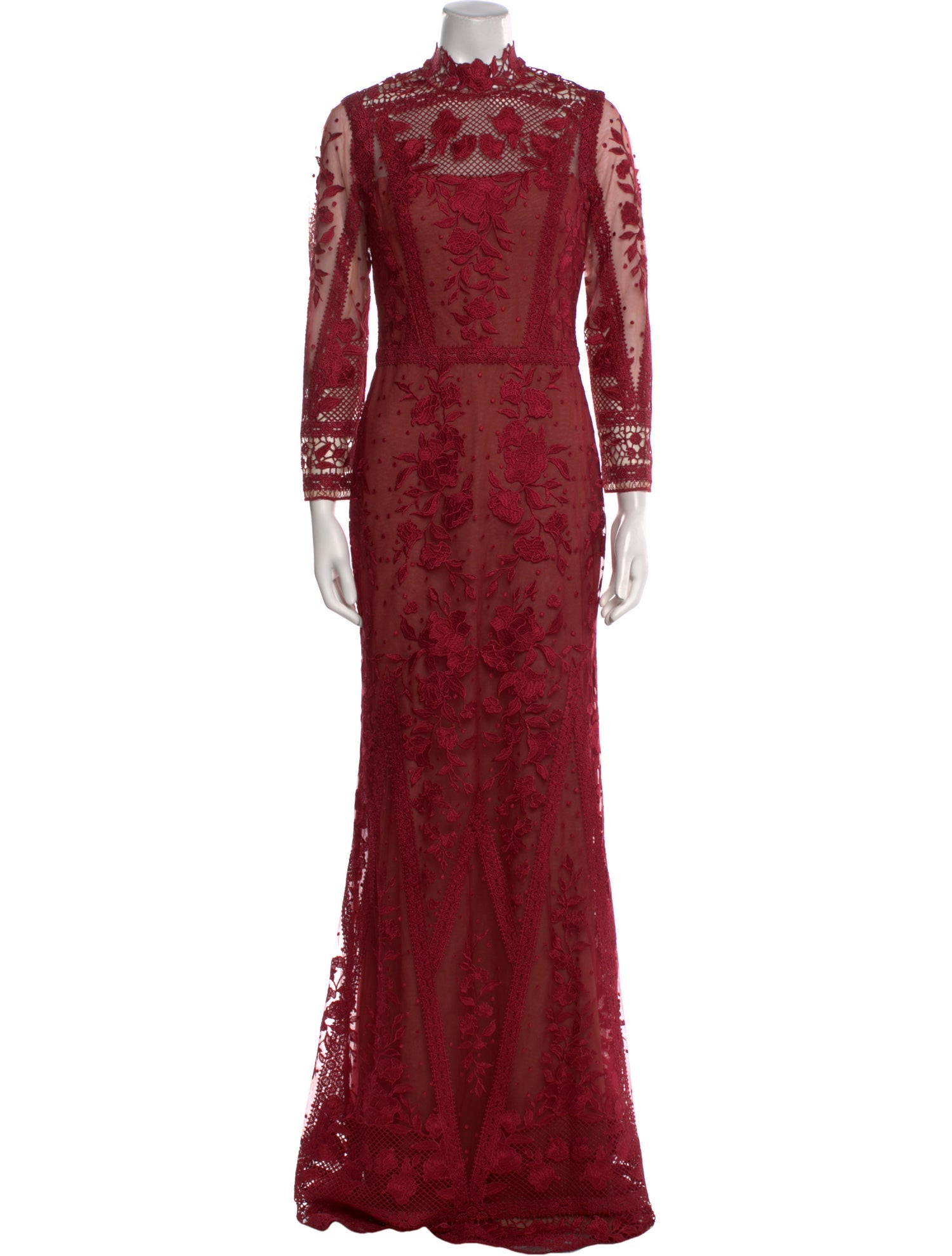 Marchesa Notte Lace Pattern Long Dress
