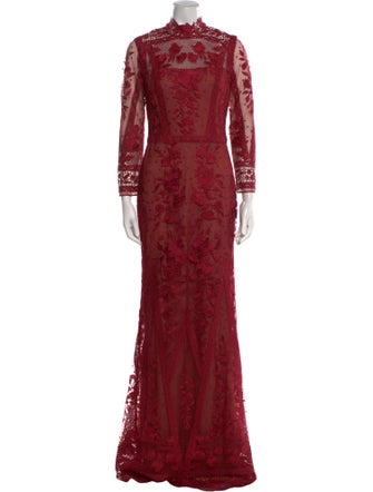 Marchesa Notte Lace Pattern Long Dress