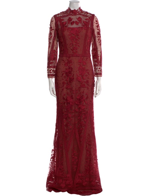 Marchesa Notte Lace Pattern Long Dress
